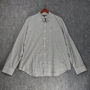 Banana Republic Oxford Shirt Mens XL Tailored Slim Fit Gray Black Check Cotton